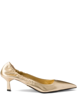 Prada 55mm ruched leather heeled pumps - Yellow