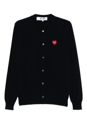 Comme Des Garçons Play heart-emblem rhinestone-embellishment cardigan - Blue