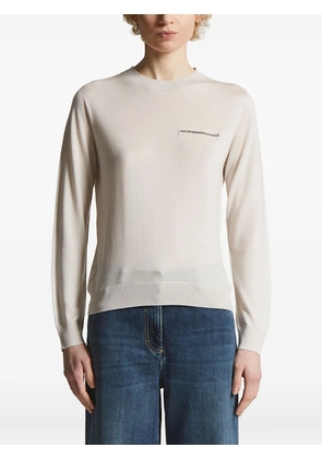 Peserico embellished crew-neck sweater - Neutrals