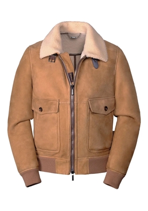 Moorer FIANO-ME7 shearling collar pocket jacket - Brown