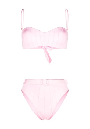 Noire Swimwear high-waist belted bikini set - Pink