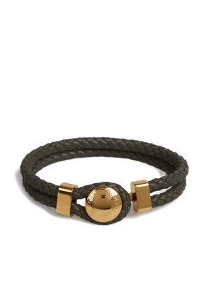 TOM FORD logo-engraved braided leather bracelet - Green