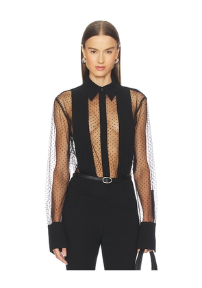 SANS FAFF Meghan Panelled Polka Silk Blouse in Black. Size XS. Also in S.