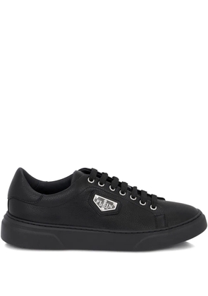 Philipp Plein Titan Plein leather logo plaque trainers - Black