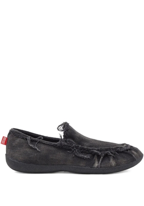 Diesel D-Shock Moc frayed-detail loafers - Black