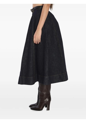 Self-Portrait flared belt midi skirt - Blue