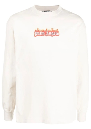 Palm Angels logo-print crew neck sweatshirt - White