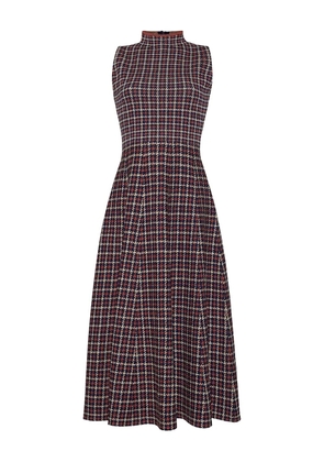 Cara Cara Brice checked mock-neck midi dress - Brown