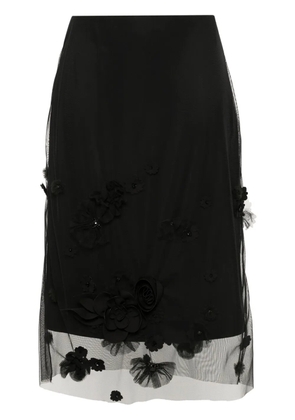 Viktor & Rolf floral embroidery midi skirt - Black