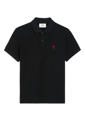AMI Paris logo-embroidered polo shirt - Black