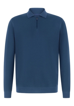Boggi Milano zip knitted polo shirt - Blue