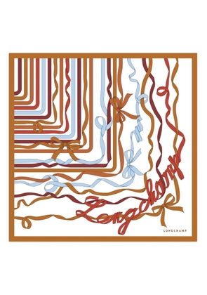 Longchamp bow print silk scarf - Neutrals