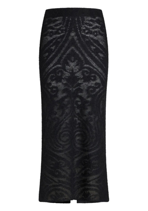 ETRO knitted jacquard midi skirt - Black