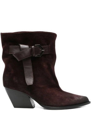 Elena Iachi 70mm buckle-detail suede Texan boots - Red