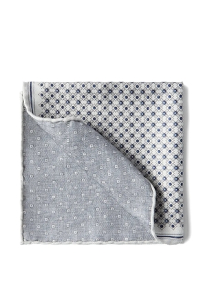 Brunello Cucinelli geometric-pattern silk pocket square - Grey