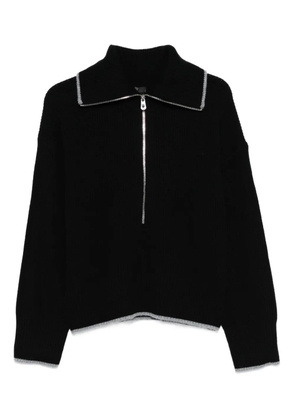 PINKO zip-front ribbed knit sweater - Black
