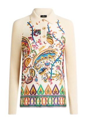 ETRO paisley-motif polo top - Neutrals