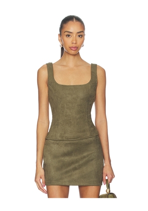 superdown Patsie Faux Suede Top in Olive. Size XS. Also in XXS, S, M, L, XL.