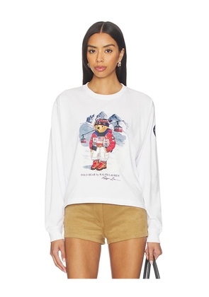 Polo Ralph Lauren Cotton Jersey Crewneck Long Sleeve T-shirt in White. Size XXS. Also in XS, S, M, L, XL, XXL.