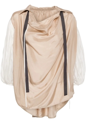 Shanshan Ruan three-quarter length pleated blouse - Neutrals
