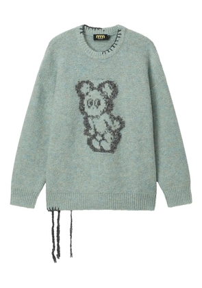 Mini Cream graphic-design sweater - Blue