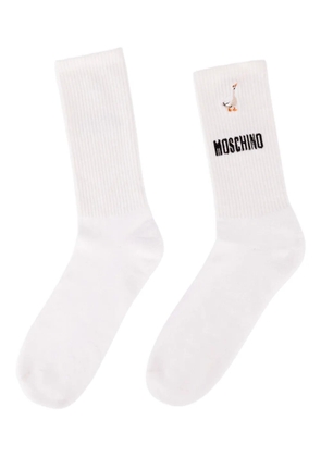 Moschino embroidered-logo socks - White