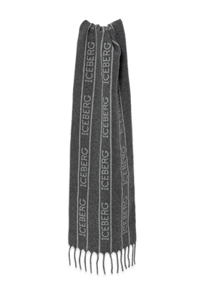 Iceberg lettering fringed scarf - Grey