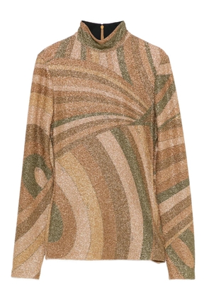 PUCCI Iride-print lamé jersey top - Brown
