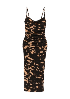 Nanushka ruched print midi dress - Brown