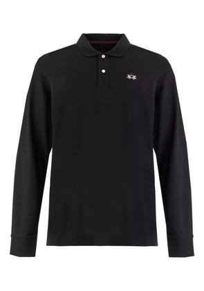 La Martina Brett long-sleeve logo-embroidered polo shirt - Black