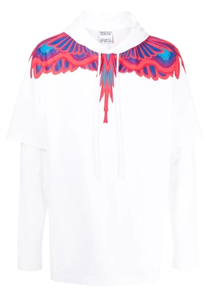 COUNTY OF MILAN feather-print layered hoodie - White