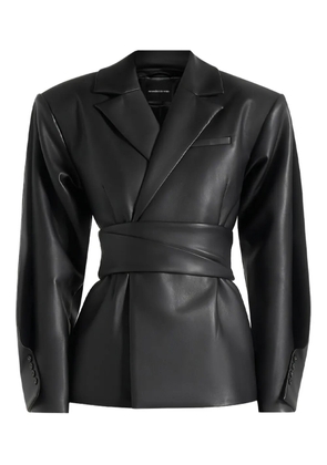 Manière De Voir Marie twist-sleeve belted blazer - Black