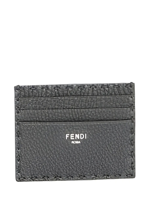 FENDI leather saddle-stitching cardholder - Black