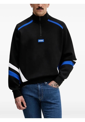 HUGO half-zip logo-patch sweatshirt - Black
