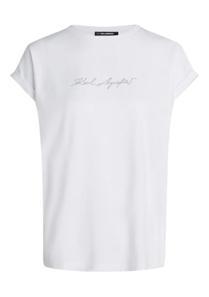 Karl Lagerfeld Signature Rhinestones T-shirt - White
