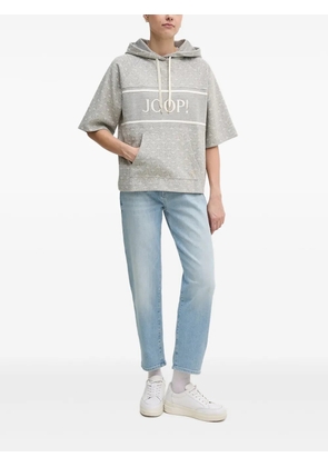 Joop! logo-detail short-sleeve hoodie - Grey