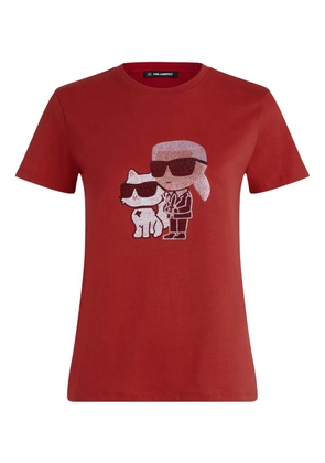 Karl Lagerfeld rhinestone-embellished Choupette T-shirt - Red