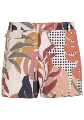 Amir Slama leaf-print swim shorts - Brown