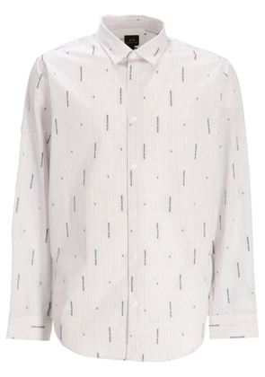 Armani Exchange logo-print striped cotton shirt - White