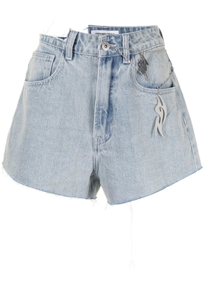Ground Zero high-rise distressed denim shorts - Blue