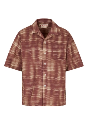 Marni wave-print pocket shirt - Red