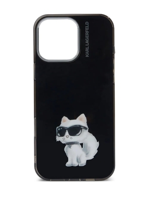 Karl Lagerfeld Aquarelle Choupette logo iPhone 16 pro max case - Black