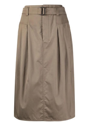 LEMAIRE belted-waist pleated midi skirt - Brown