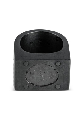 Parts of Four oxidised sterling-silver Ring Single diamond ring - Black