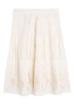 S.S.DALEY Ada embroidered midi skirt - Neutrals
