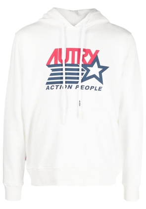 Autry logo-print drawstring hoodie - White
