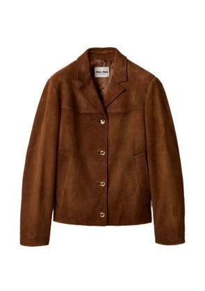 Miu Miu logo-detail button jacket - Brown