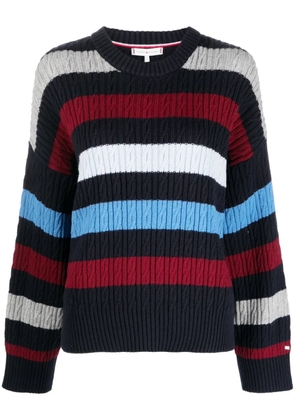 Tommy Hilfiger striped cable-knit jumper - Blue