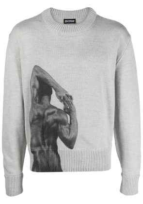 Honey Fucking Dijon intarsia-knit wool-blend jumper - Grey