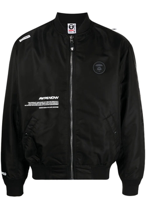 AAPE BY *A BATHING APE® logo-patch zip-up bomber jacket - Black